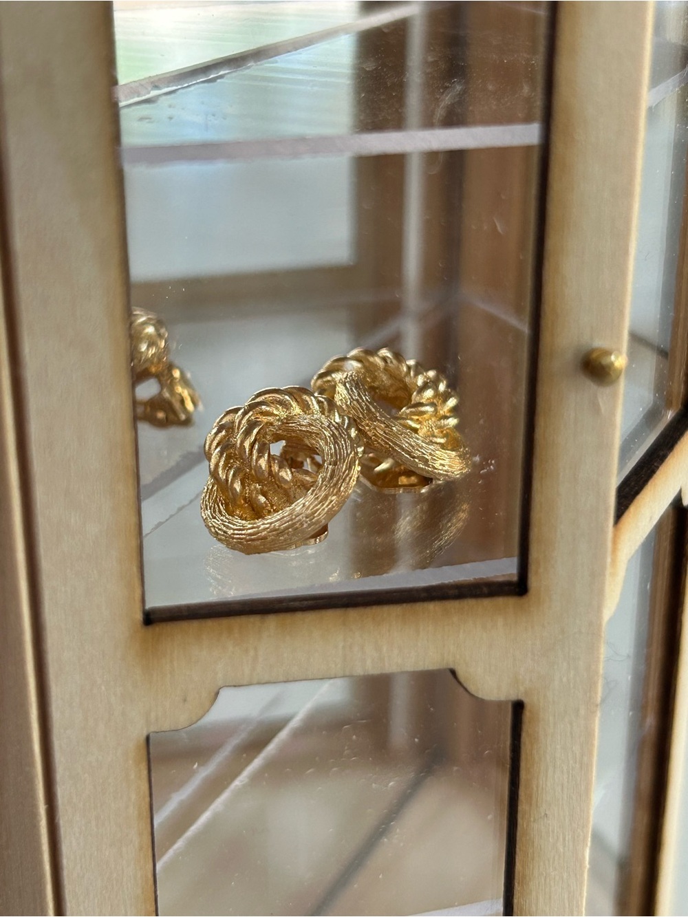 Vintage Christian Dior gold-plated textured rope twist knot clip-on earrings